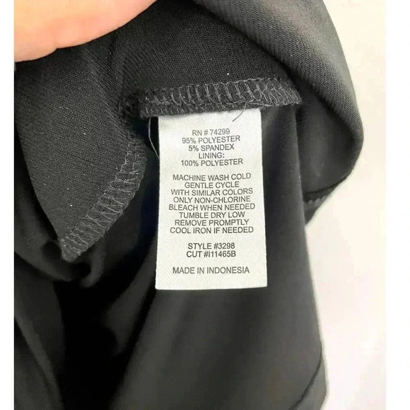 Black Cling Black Stretch Dress Sz Medium Ruched VTG EnFocus Studio Women's - Picture 9 of 13